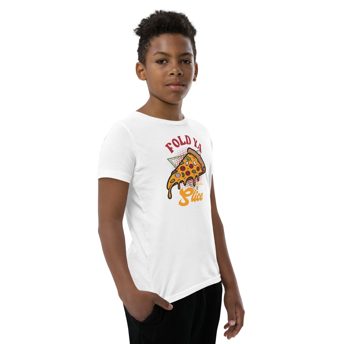 Cream kids Italian tee - Fold Ya Slice pizza