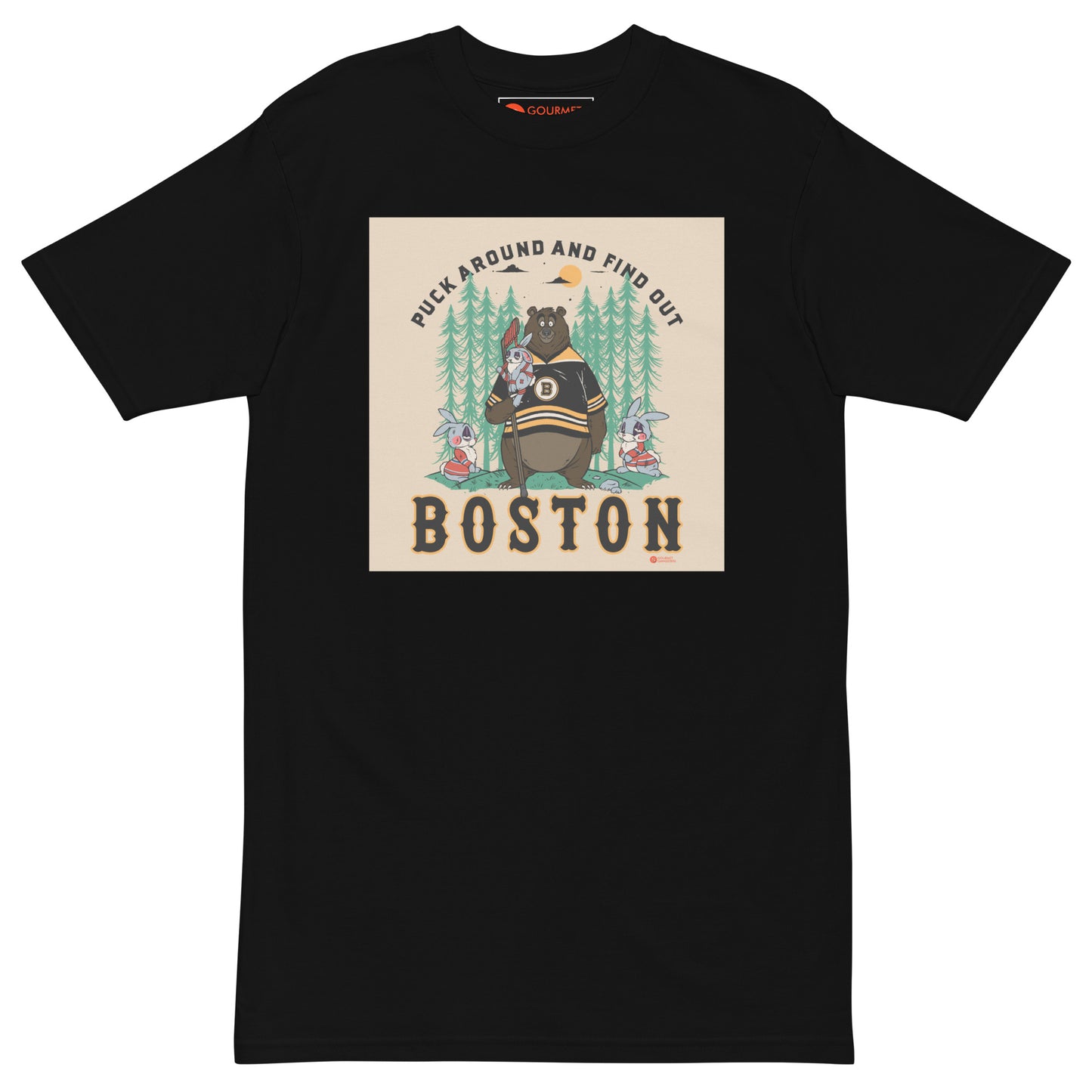 Boston Hockey Bear T-shirt - Puck Around Find Out Bruins