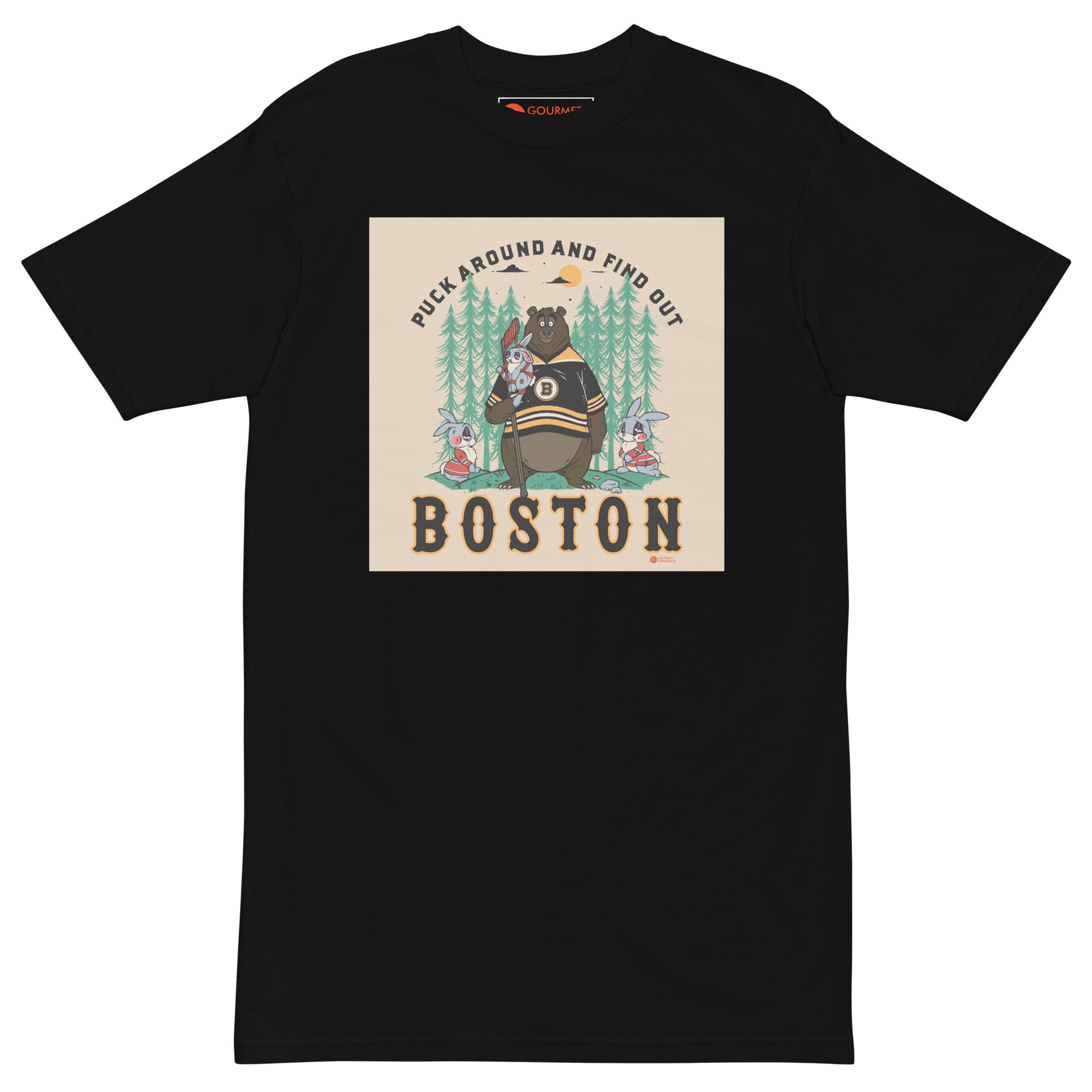 Boston Hockey Bear T-shirt - Puck Around Find Out Bruins