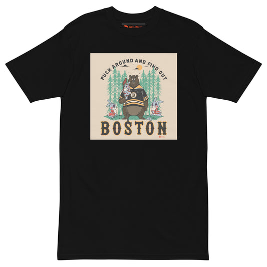 Boston Hockey Bear T-shirt - Puck Around Find Out Bruins