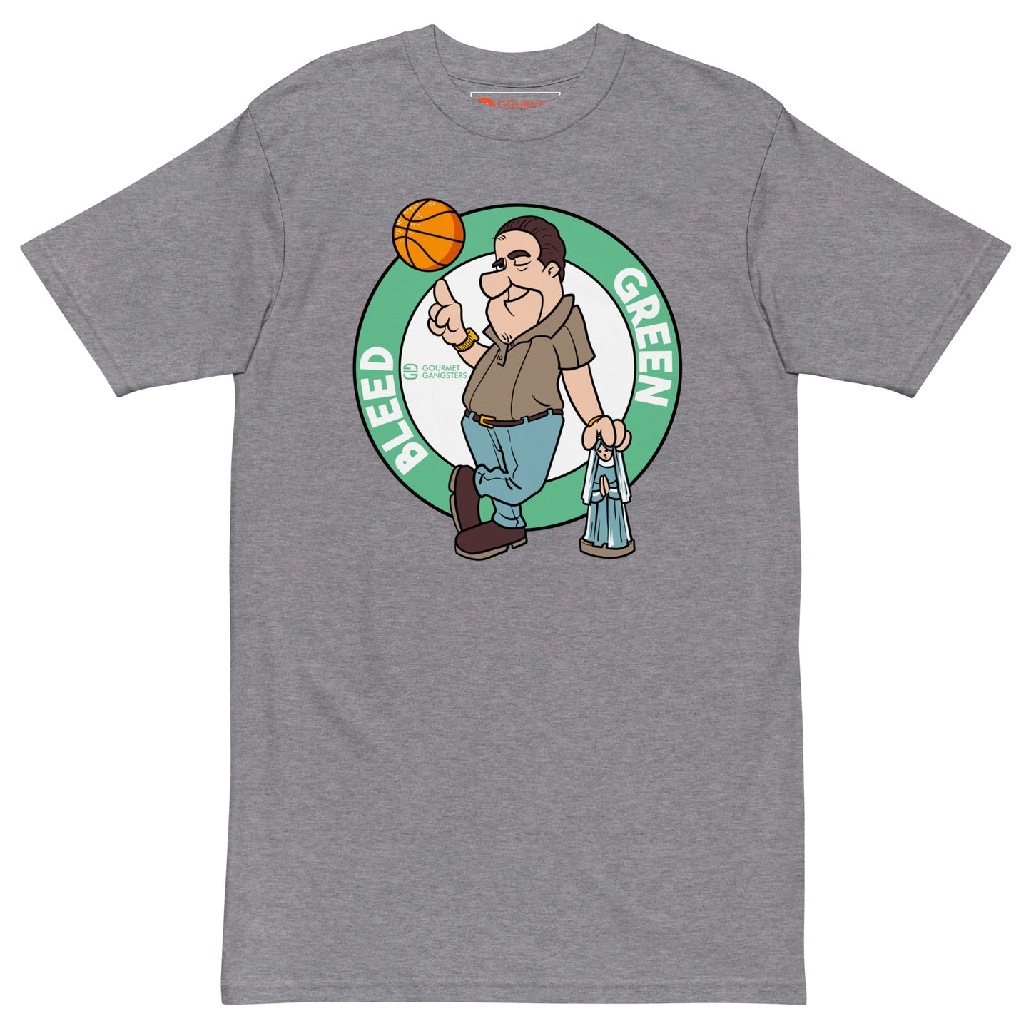 Boston Celtics cartoon T-shirt - Tony Flintstoni mashup