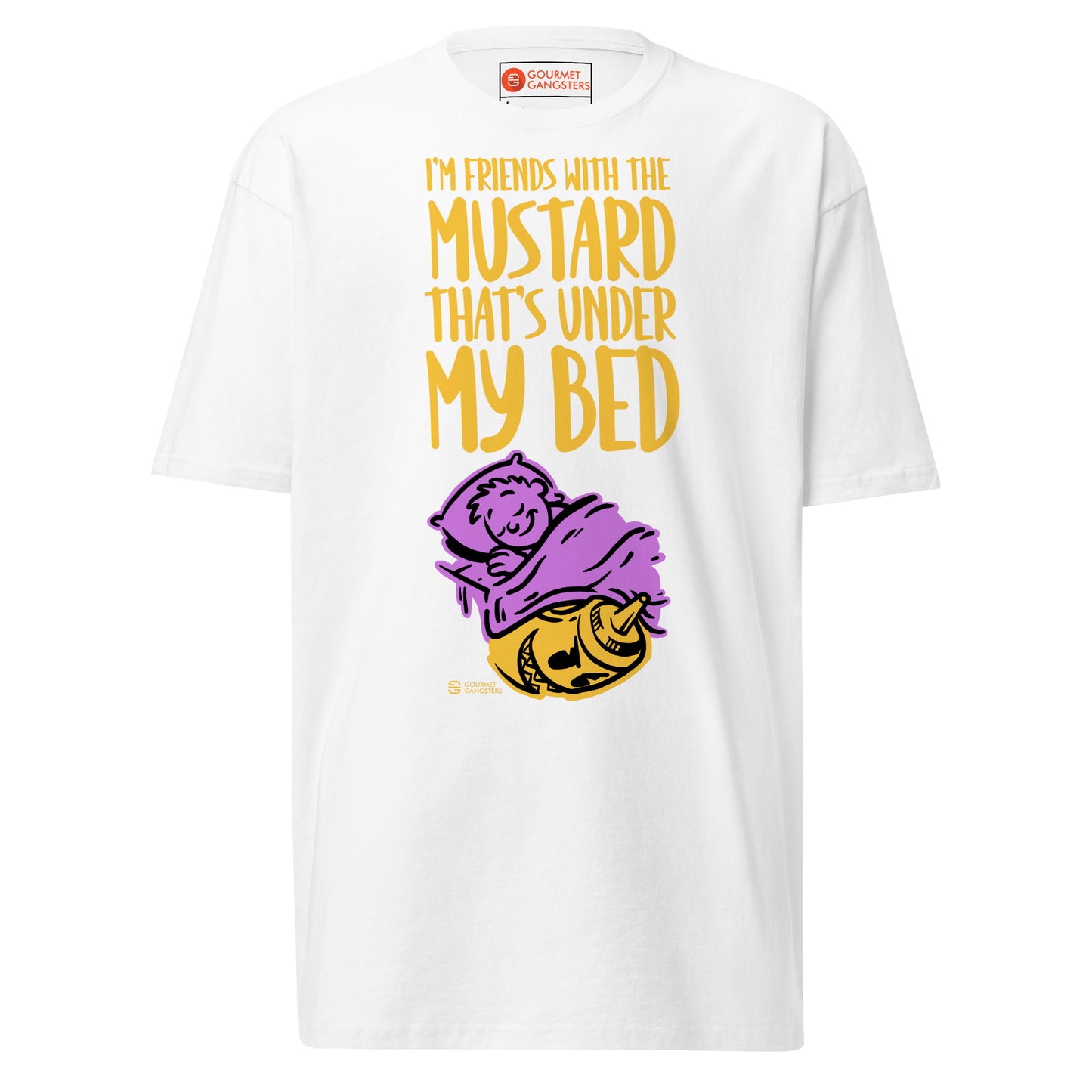 Funny food music T-shirt mockup - Friends with Mustard