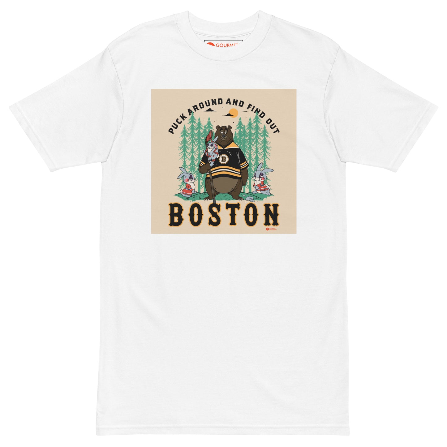 Puck Around Find Out T-shirt - Boston Hockey Bear Bruins
