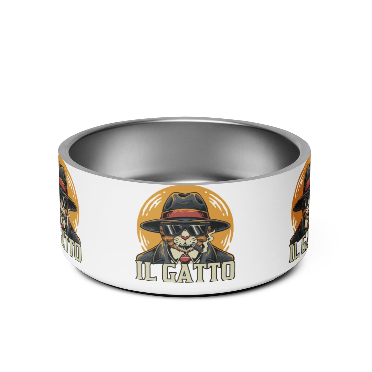 Il Gatto pet bowl - Mafia Boss Cat Italian cat dish