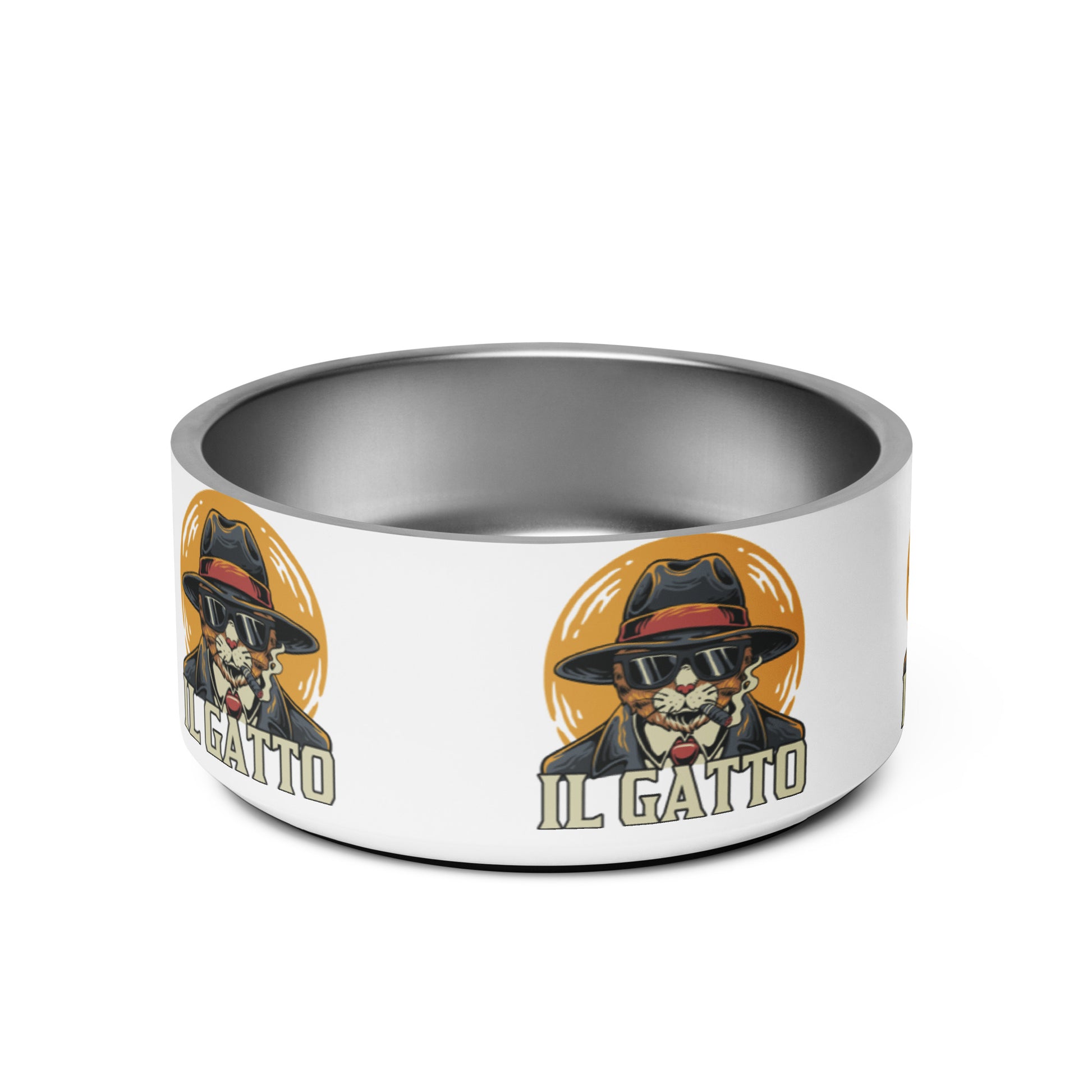 Mafia cat pet bowl close-up - Il Gatto Italian
