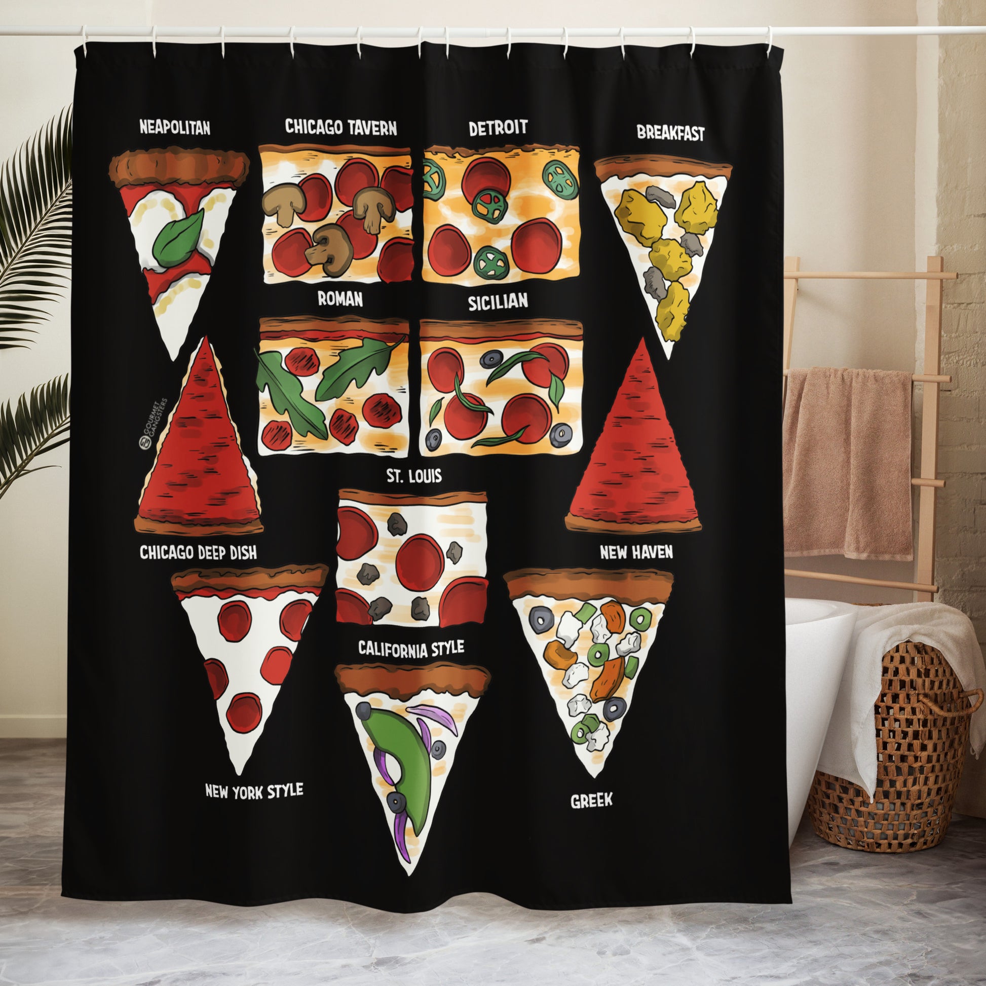Slices of Pizza shower curtain - Pizza Styles