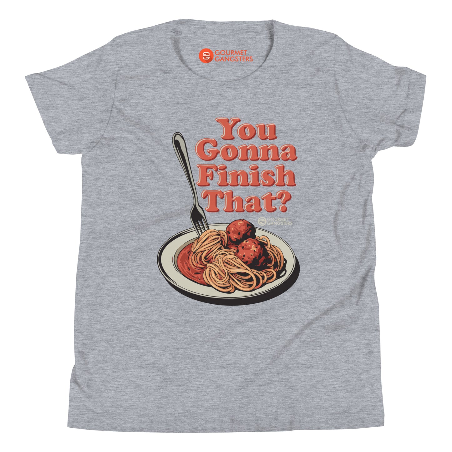 You Gonna Finish That youth shirt close-up - Italian kids
